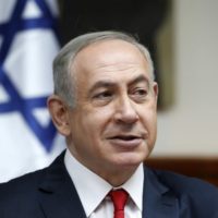 Israeli Prime Minister Benjamin Netanyahu at weekly cabinet meeting