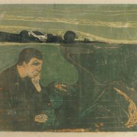 'Evening,_Melancholy_I'_by_Edvard_Munch,_woodcut,_1896